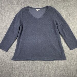 Pure Jill Sweater XL Blue Textured Long Sleeve Minimalist Coastal Casual Relaxed